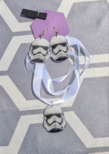 Load image into Gallery viewer, Star Wars Storm Trooper necklace &amp; matching earrings
